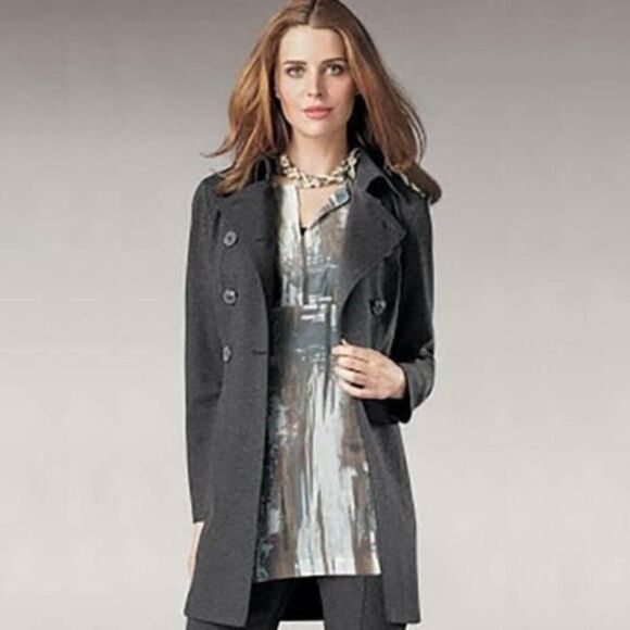 CAbi #648 Ponte Casablanca Trench Coat Button Down Charcoal Gray  Small - Picture 1 of 5
